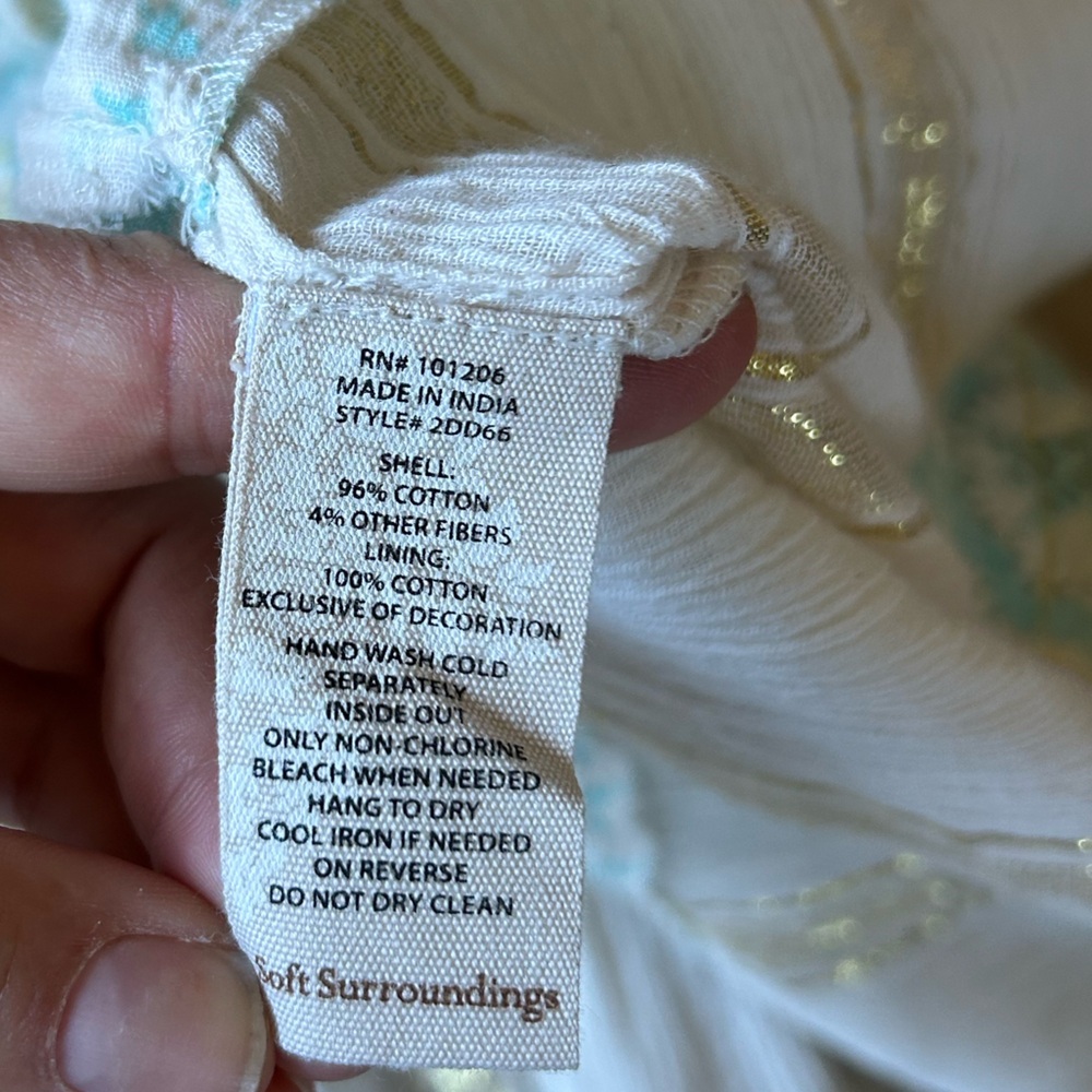 Soft Surroundings Aegean Tiered Maxi Dress Boho Metallic Size M Beachy NWOT - Picture 13 of 15